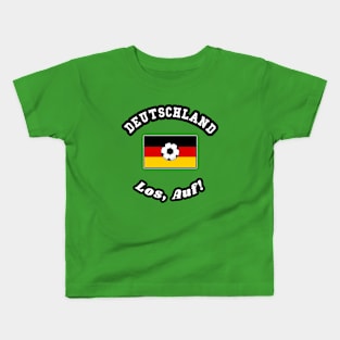 ⚽ Deutschland Football, Schwarz-Rot-Gold, Los Auf! Team Spirit Kids T-Shirt
